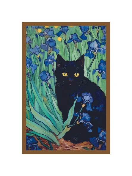 Sevimli Kedi Çizimli Kartpostallar ve Hediye Not Kartları  Çiçek Bahçesinin Kedisi  10 x 15 cm ürün görseli