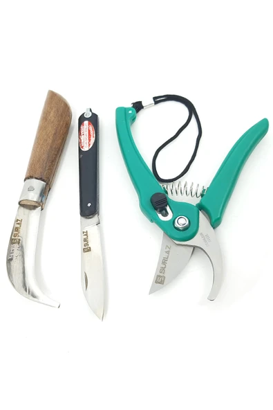 Budama Makası 3'Lü Set Bıçak Gül Makası Bıçkı Kolay Kullanım Çok Amaçlı Set