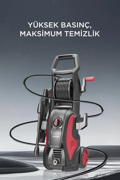 Torima HPC-01 Kırmızı Yüksek Basınçlı Oto, Halı, Bahçe Temizleme ve Yıkama Makinesi – 2000W, 150 Bar - Resim 2