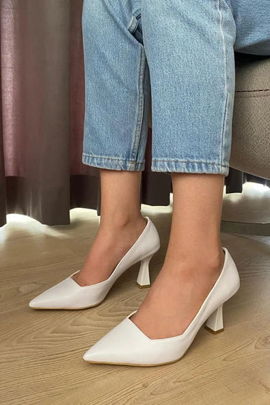 Kadın Pael Beyaz Cilt 7 cm Topuklu Stiletto - 4