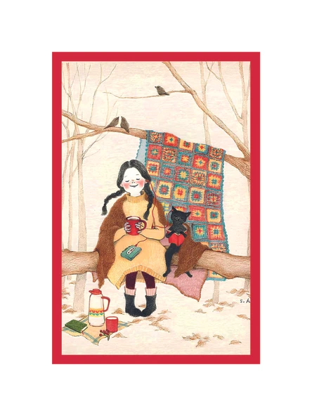 Sevimli Kedi Çizimli Dekoratif Kartpostallar ve Hediye Not Kartları  10 x 15 cm ürün görseli