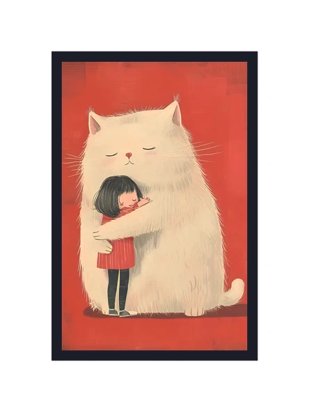 Sevimli Kedi Tasarımlı Dekoratif Hediye Not Kartları & Karpostallar  En Güzel Sarılma 10x15 Cm - 1