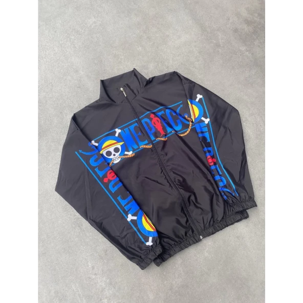 Lucky Life Unisex Fermuarlı Dijital Baskılı Rüzgarlik - Siyah - Resim 3