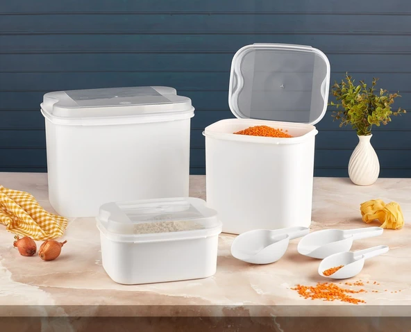 Vip Ahmet VP-039 Masal Saklama Kabı Seti 10 Lt+ 4,5 Lt+1,6 Lt Beyaz - 1