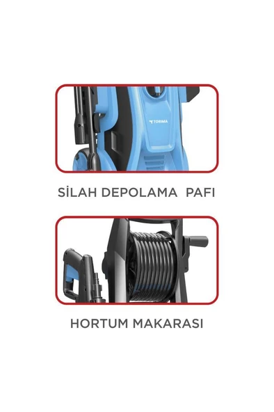 Torima HPC-01 Mavi Yüksek Basınçlı Oto, Halı, Bahçe Temizleme ve Yıkama Makinesi – 2000W, 150 Bar - 3