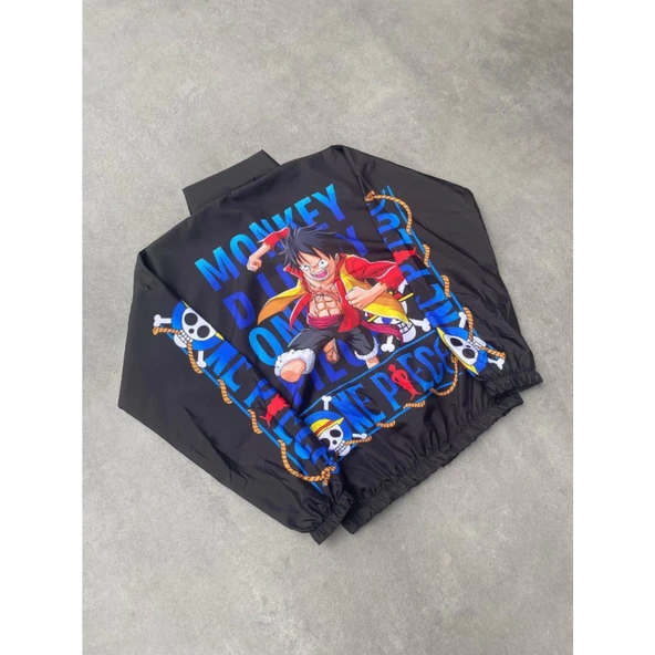 Lucky Life Unisex Fermuarlı Dijital Baskılı Rüzgarlik - Siyah - Resim 4