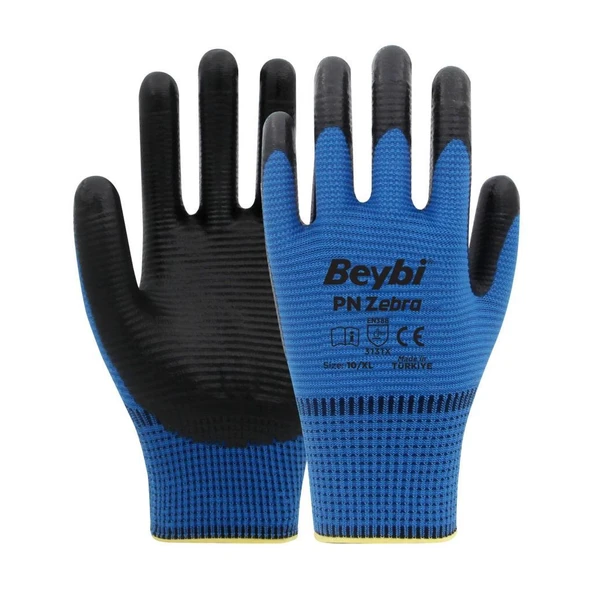 Beybi Zebra Nitril Kaplı Eldiven No:10 - 1