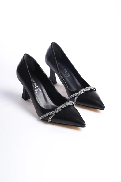 Kadın İzla Siyah Taş Detaylı Sivri Burun 7,5 cm Topuklu Stiletto - 4