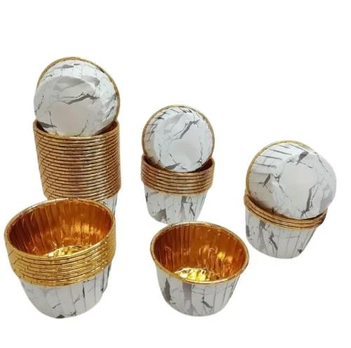 Cupcake/Muffin /Suffle Kek Kapsülü Gri Mermer Desenli 50 Li - Resim 2