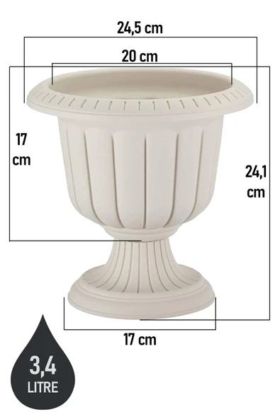 2 Adet Nergis Saksı 3,4 Litre Plastik Ayaklı Çiçek Saksısı Salon Saksı Set - 2