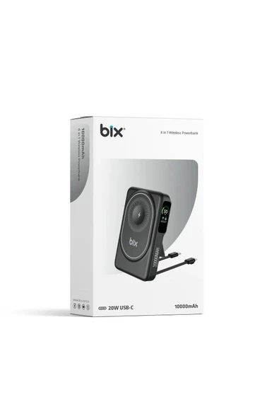 Bix Tpb16 10.000 Mah Oled Ekranlı Manyetik Kablosuz Powerbank 20w Pd Hızlı Şarj Ve 15w Magsafe Siyah - 8