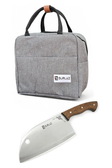 4 Parça Surlaz Kamp Bıçak Seti, Gri Termal Çantası, Ahşap Saplı - 2