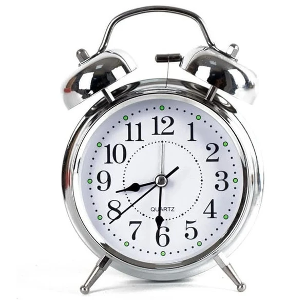 Periboia Gümüş Renk Metal Çalar Masa Saati - 2