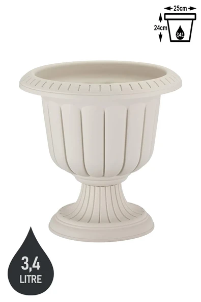 2 Adet Nergis Saksı 3,4 Litre Plastik Ayaklı Çiçek Saksısı Salon Saksı Set - 1