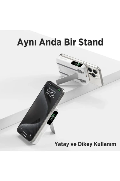 Bix Tpb16 10.000 Mah Oled Ekranlı Manyetik Kablosuz Powerbank 20w Pd Hızlı Şarj Ve 15w Magsafe Beyaz - 3