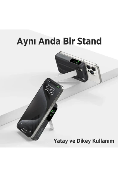 Bix Tpb16 10.000 Mah Oled Ekranlı Manyetik Kablosuz Powerbank 20w Pd Hızlı Şarj Ve 15w Magsafe Siyah - 5