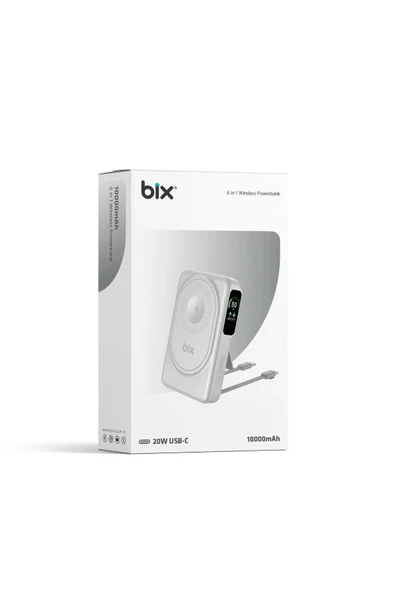 Bix Tpb16 10.000 Mah Oled Ekranlı Manyetik Kablosuz Powerbank 20w Pd Hızlı Şarj Ve 15w Magsafe Beyaz - 6