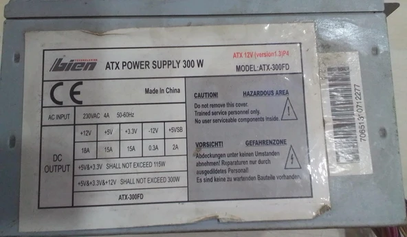 2.EL ÇALIŞAN KASADAN ÇIKMA 300W BİEN POWERSUPPLY - 3