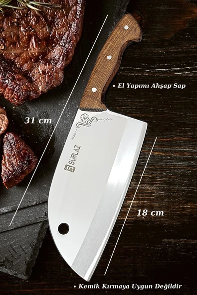 4 Parça Surlaz Kamp Bıçak Seti, Gri Termal Çantası, Ahşap Saplı - 5