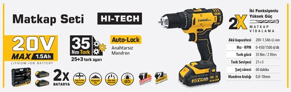 SGS 20 VOLT AKÜLÜ MATKAP  / Çift batarya SGS5249 - 5