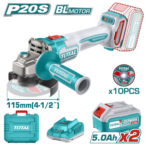 Total  LI-ION AKÜLÜ KÖMÜRSÜZ TAŞLAMA 2x5.0AH TAGLI211545 ürün görseli 1