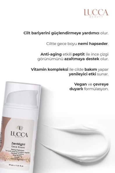 ZenNight Gece Kremi 30 ml - A,E,B,H Vitamini ve Peptit İçeren Gece Kremi - 5
