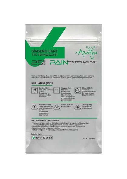 ASELLYA SAĞLIKLI YAŞAM GİNSENG AĞRI BANDI 25'Lİ*3 PAKET - 4
