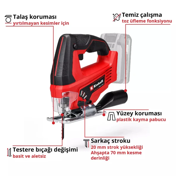 Einhell TC-JS 18 Li - Solo, Akülü Dekupaj Testere - Resim 3