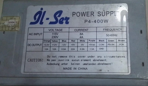 2.EL ÇALIŞAN KASADAN ÇIKMA 400W İL-SER POWERSUPPLY - 3