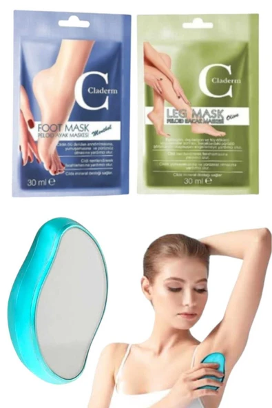 3'lü Set Ayak Bacak Peeling Kil Bakım Maske Kristal Epilasyon Taşı Ağda Aleti Tüy Dökücü Tüy Silğisi - 1