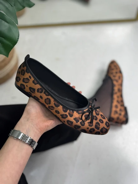 Günlük Kadın Babet Oval Burunlu Fiyonklu Rahat Kalıp Tırtıklı Taban Balerin Ayakkabı 112 - 12