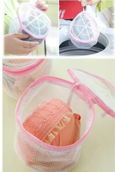 Sütyen Yıkama Filesi Fermuarlı Tam Korumalı Hassas İç Çamaşır Yıkama Aparatı - 2