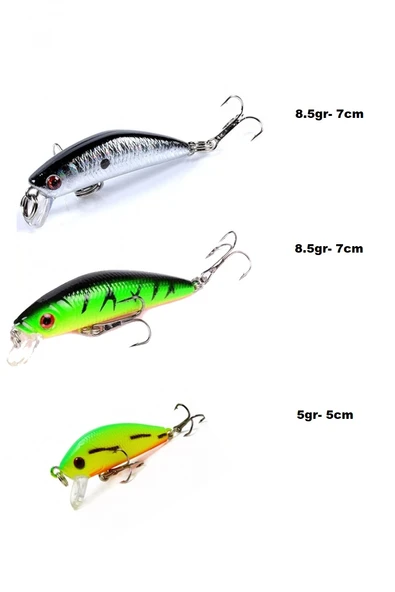 Rapala Lures Yapay Suni Balık Yemi Turna Levrek Lüfer yem Lrf Yem 3 Lü Set - 1