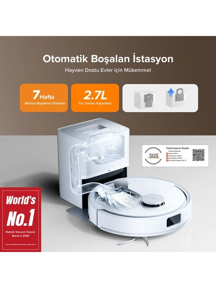 Roborock Vacuum Q8 Max Pro Plus Robot Süpürge Beyaz - 8