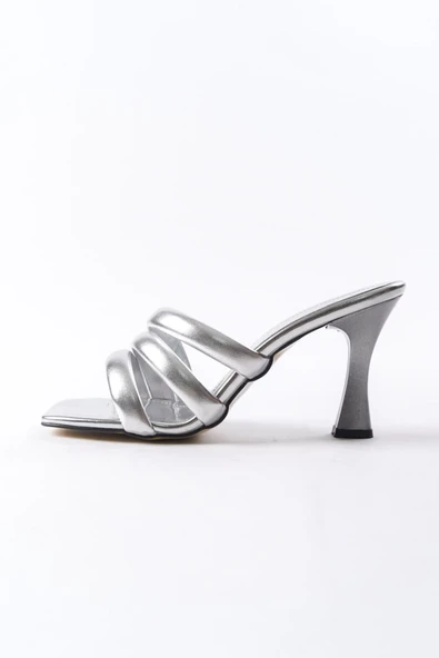 Kadın Enza Gümüş 9 cm Kadeh Topuklu Terlik - 4