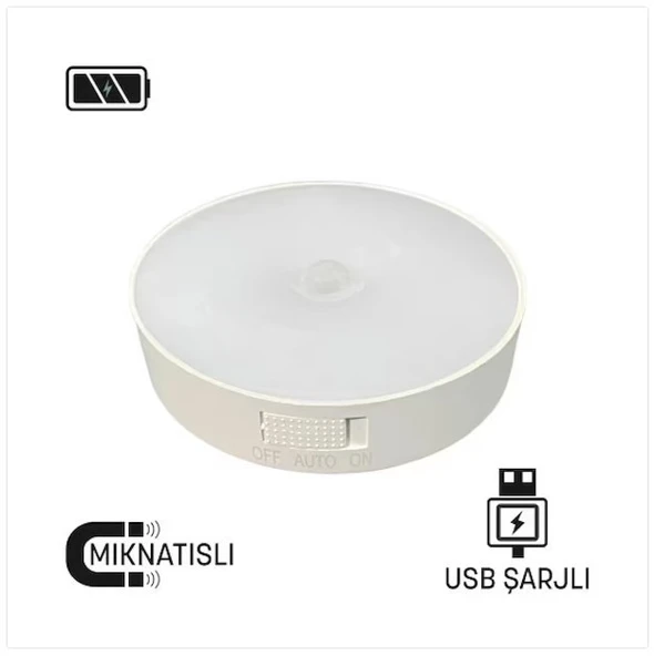 Maxled MX-9030 Manyetik Led Kabinet Aplik Şarjlı Sensörlü 5W 4000K ürün görseli