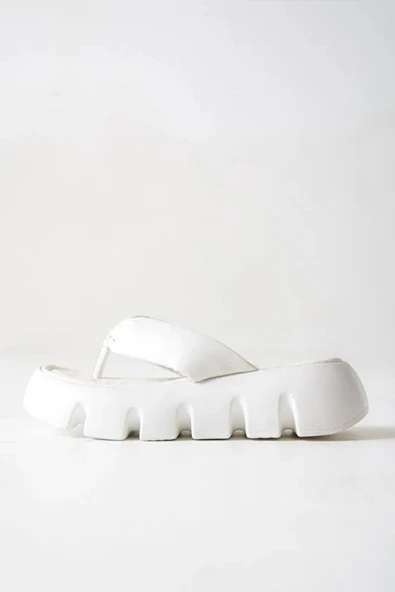 Kadın Tokyo Beyaz Kalın Tabanlı Parmak Arası Terlik - 5