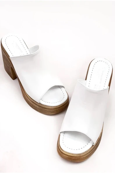 Kadın Rosso Beyaz Konfor Ortopedik İç Taban Platform Topuk Terlik - 4