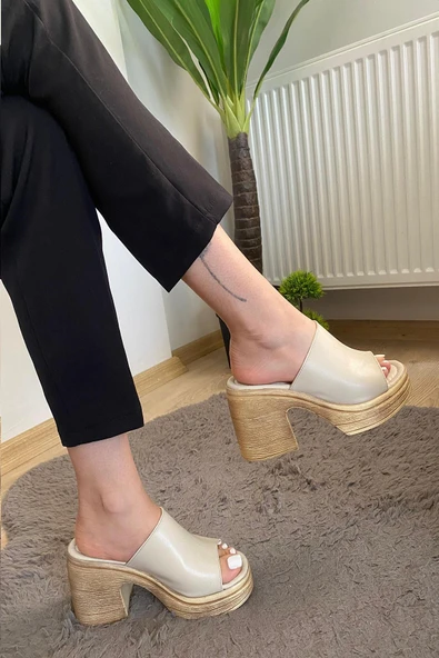 Kadın Rosso Ten Konfor Ortopedik İç Taban Platform Topuk Terlik ürün görseli 1