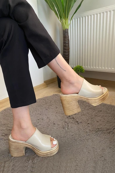 Kadın Rosso Ten Konfor Ortopedik İç Taban Platform Topuk Terlik - Resim 4