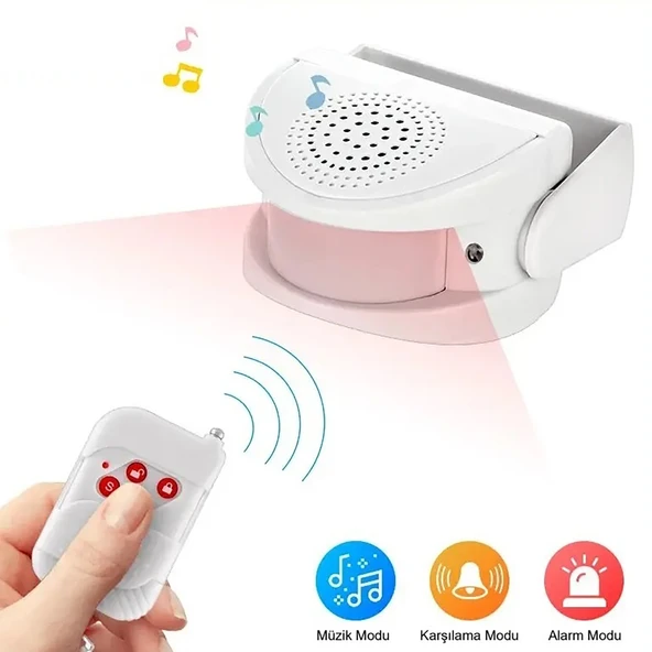 TriLine Misafir Karşılama Zili 3 Modlu Kumandalı Hareket Sensörlü Güvenlik Alarm Pır Sensör ürün görseli