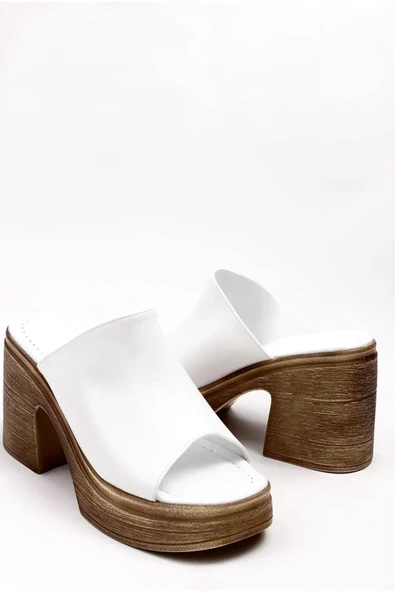 Kadın Rosso Beyaz Konfor Ortopedik İç Taban Platform Topuk Terlik - 2