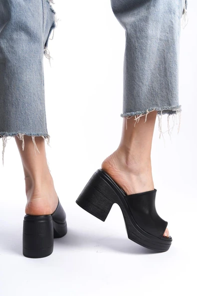 Kadın Rosso Siyah Konfor Ortopedik İç Taban Platform Topuk Terlik - 3