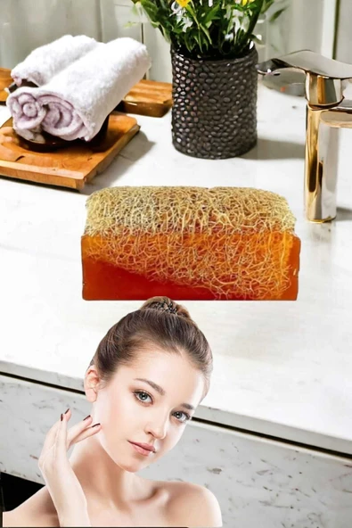 2'li Tüm Cilt Bakım Seti Kabak Kabak Lifli Ballı Sabun Çift Taraflı Yüz Temizleme Fırçası - 5