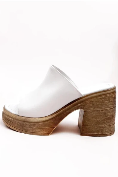 Kadın Rosso Beyaz Konfor Ortopedik İç Taban Platform Topuk Terlik - 3