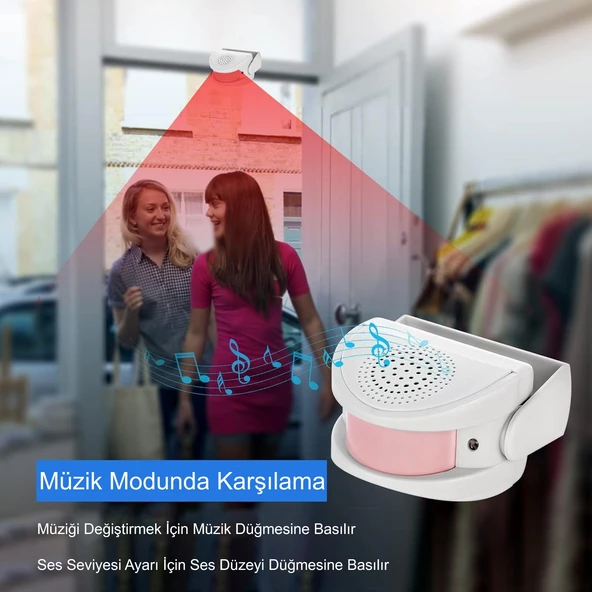 TriLine Misafir Karşılama Zili 3 Modlu Kumandalı Hareket Sensörlü Güvenlik Alarm Pır Sensör - Resim 3
