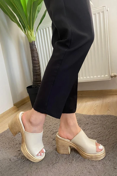 Kadın Rosso Ten Konfor Ortopedik İç Taban Platform Topuk Terlik - Resim 5