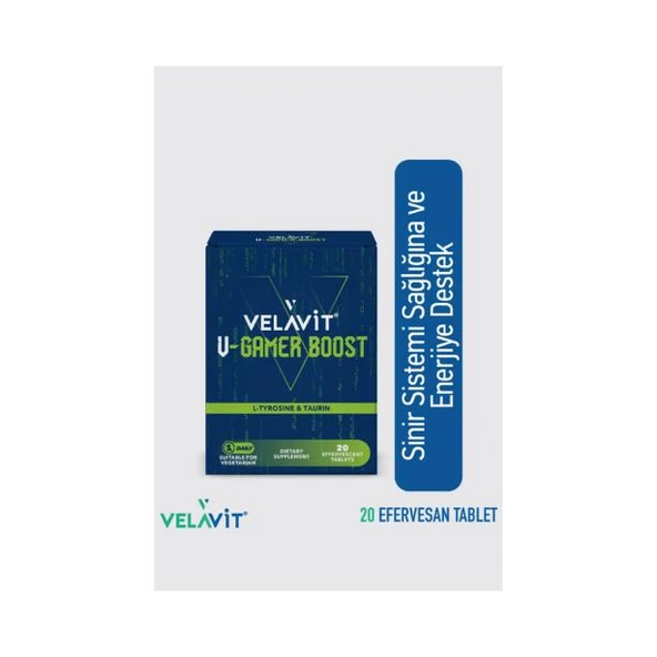Velavit V-Gamer Boost L-Tyrosine & Taurin 20 Effervescent Tablets ürün görseli