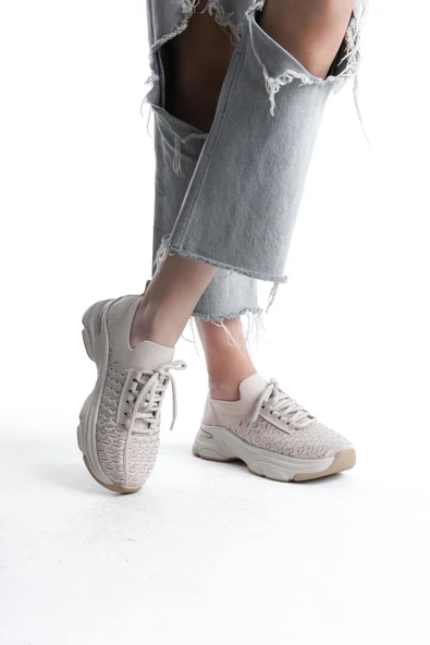 Kadın Rocco Ten Triko Taşlı Spor Ayakkabı & Sneaker - 2