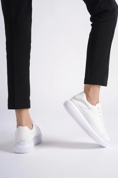 Kadın Hakiki Deri Alexander Beyaz Bağcıklı Ayakkabı 909 - 3